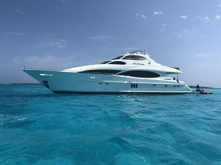 a white yacht in the water aboard LADY KRISTINA Yacht for Sale