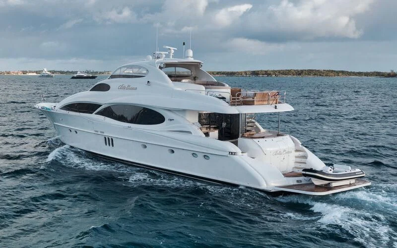 a white yacht on the water aboard LADY KRISTINA Yacht for Sale