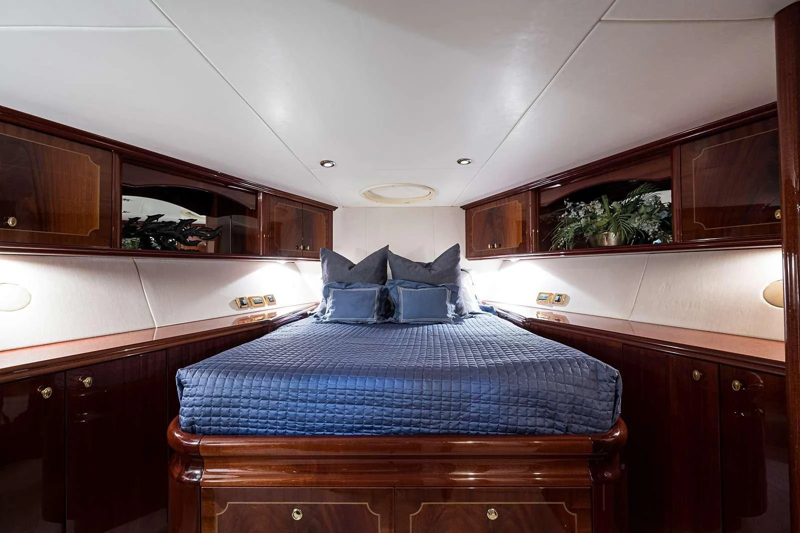 a bed in a room aboard LADY KRISTINA Yacht for Sale