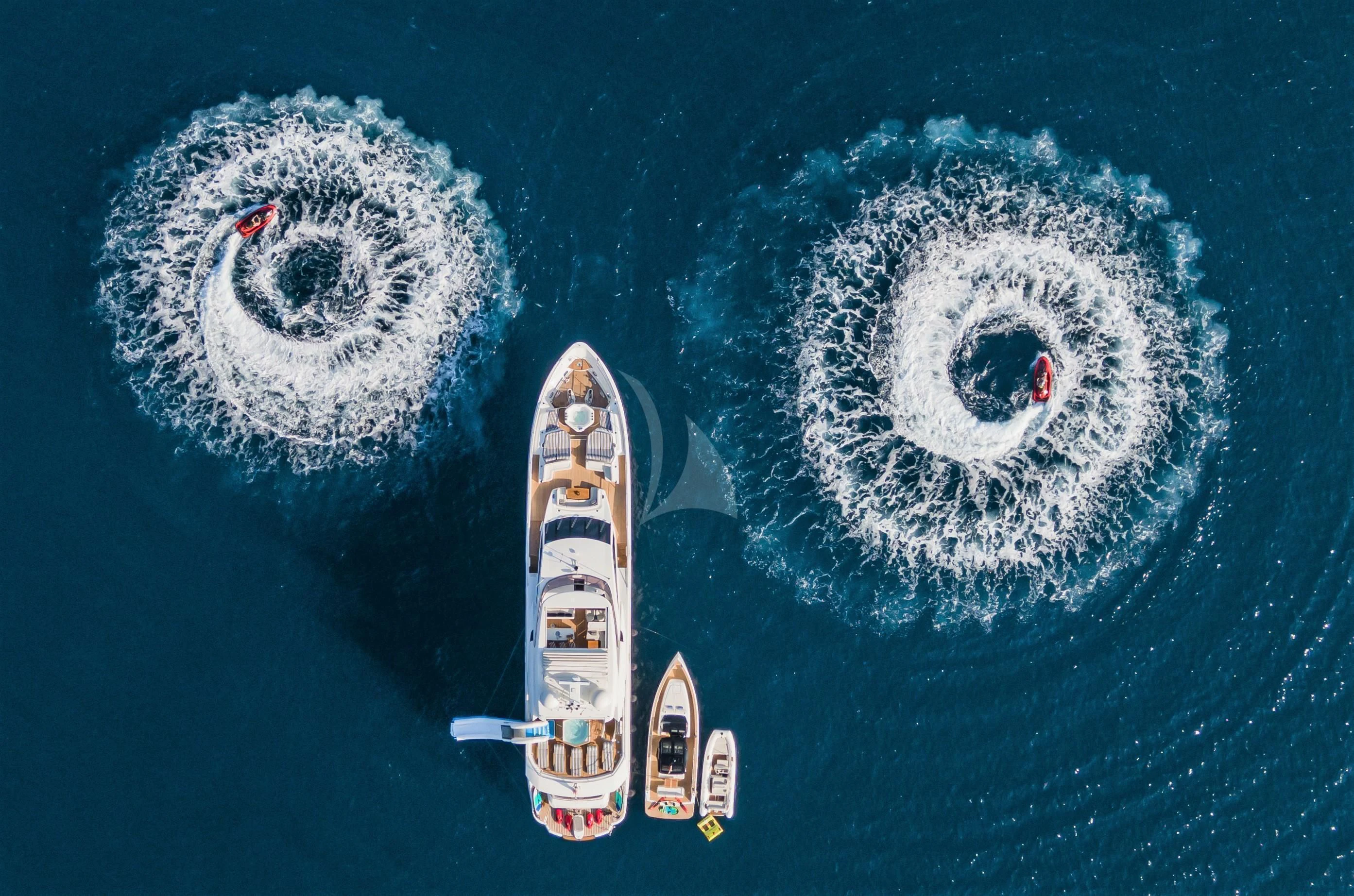 a group of satellites in space aboard FLEUR Yacht for Charter