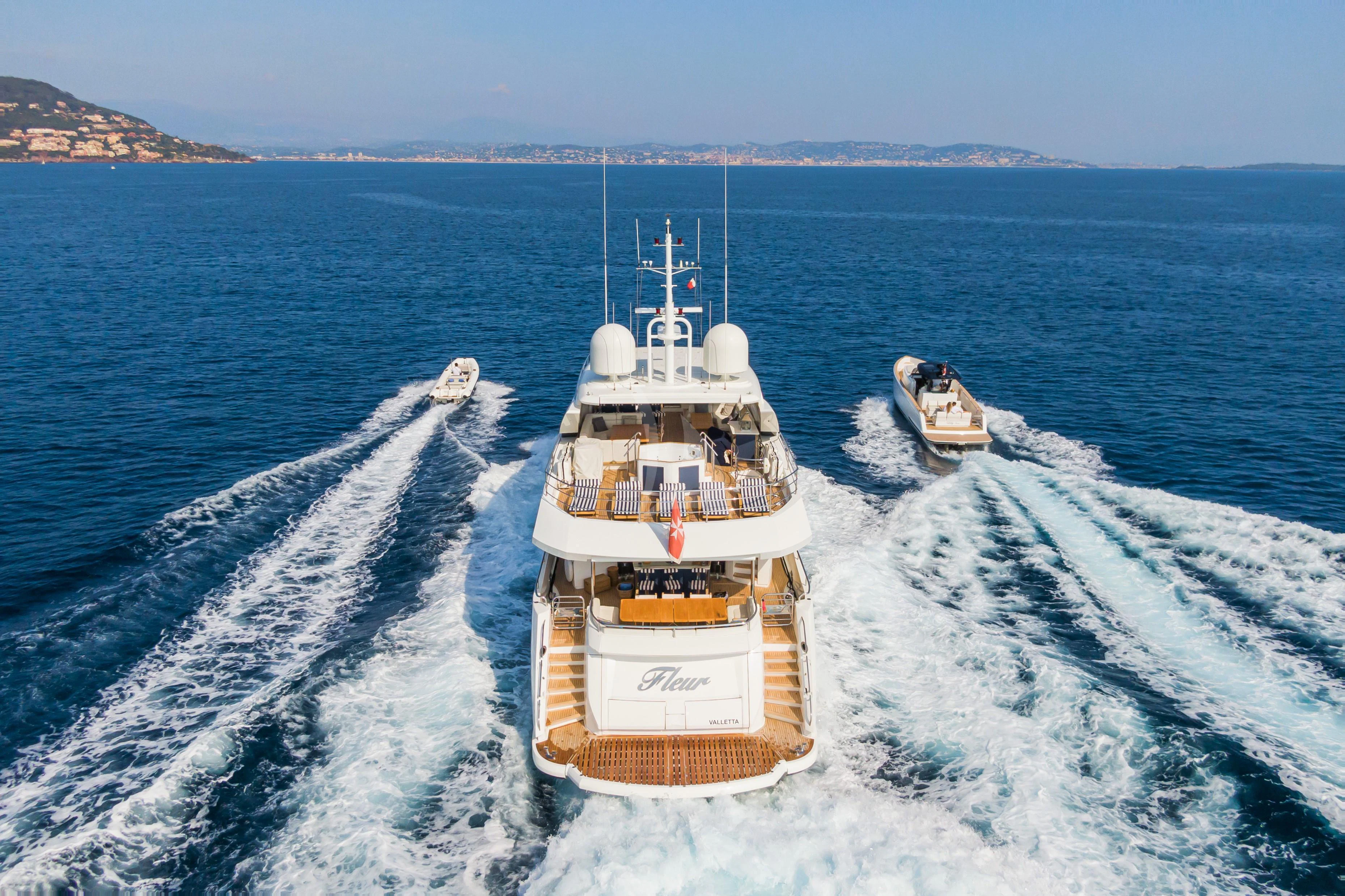 a ship in the water aboard FLEUR Yacht for Charter