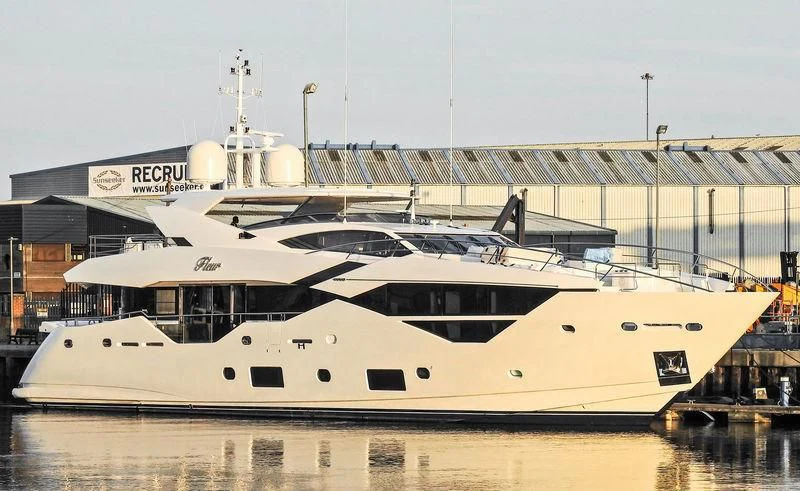 a large white boat aboard FLEUR Yacht for Charter