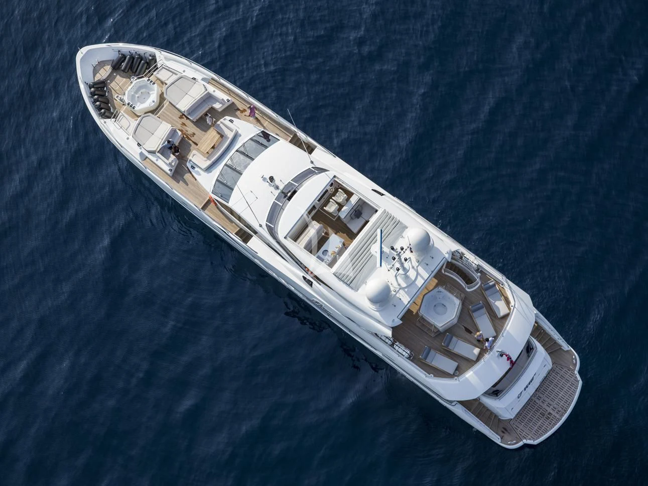 a high angle view of a ship aboard FLEUR Yacht for Charter