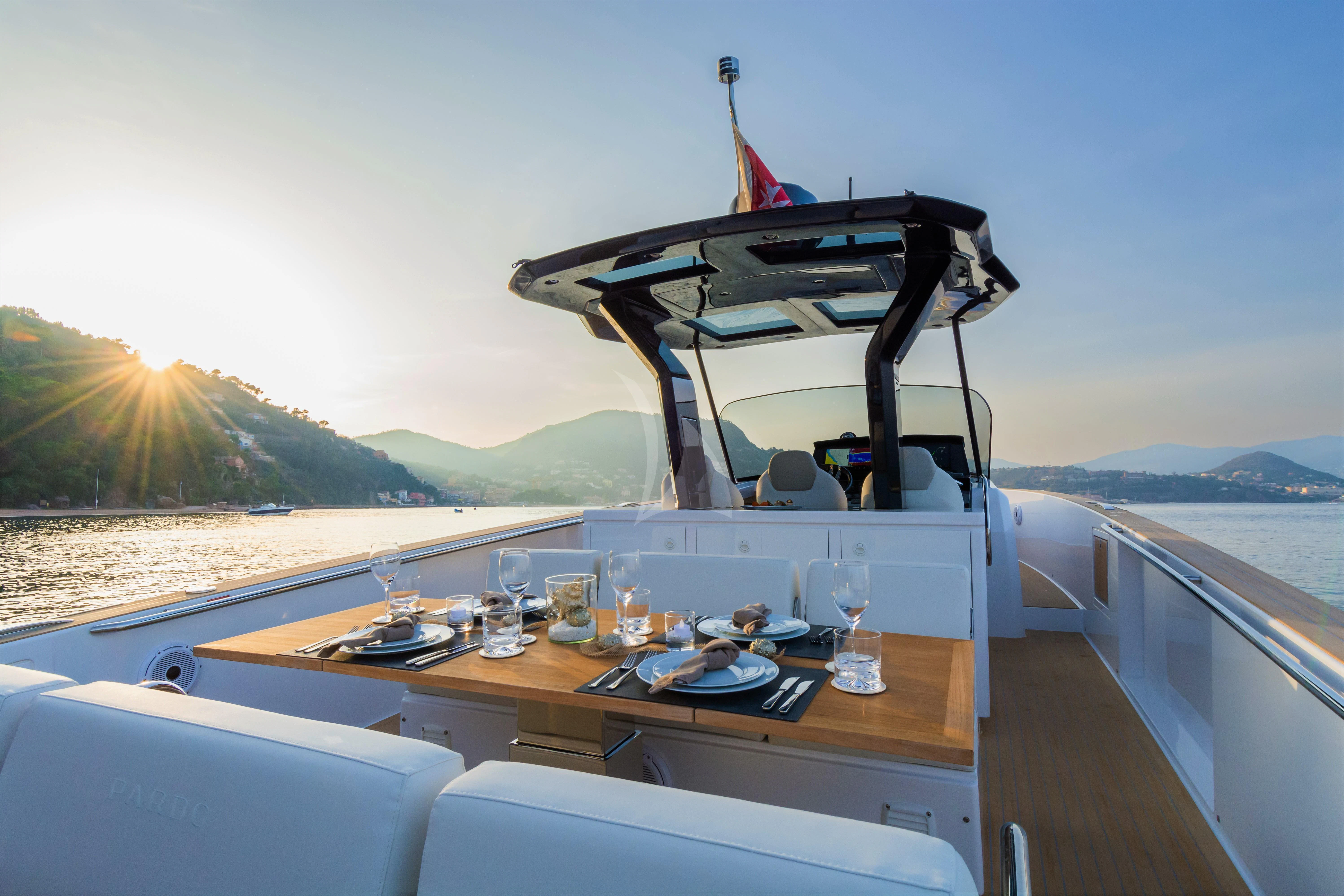 a boat on a body of water aboard FLEUR Yacht for Charter