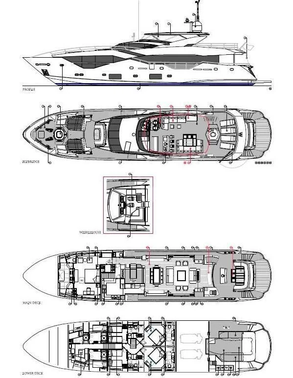 diagram, engineering drawing aboard FLEUR Yacht for Charter