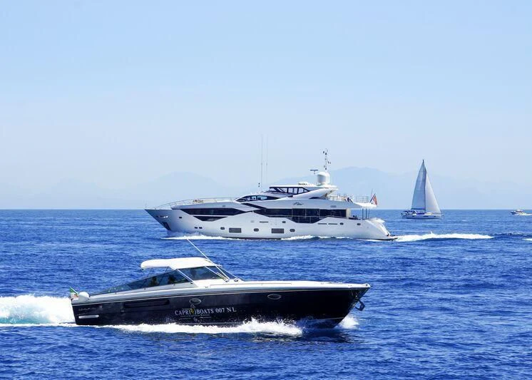 a boat on the water aboard FLEUR Yacht for Charter