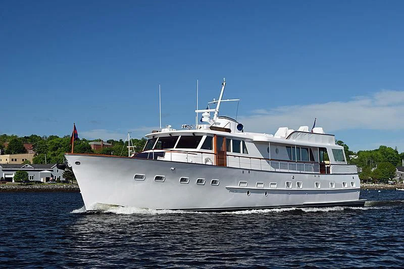 a white boat on the water aboard AURORE Yacht for Sale