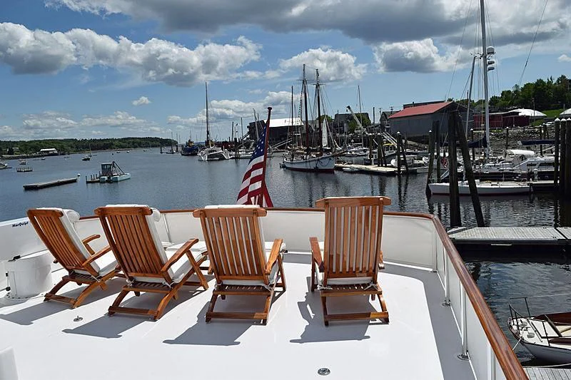 chairs on a dock aboard AURORE Yacht for Sale
