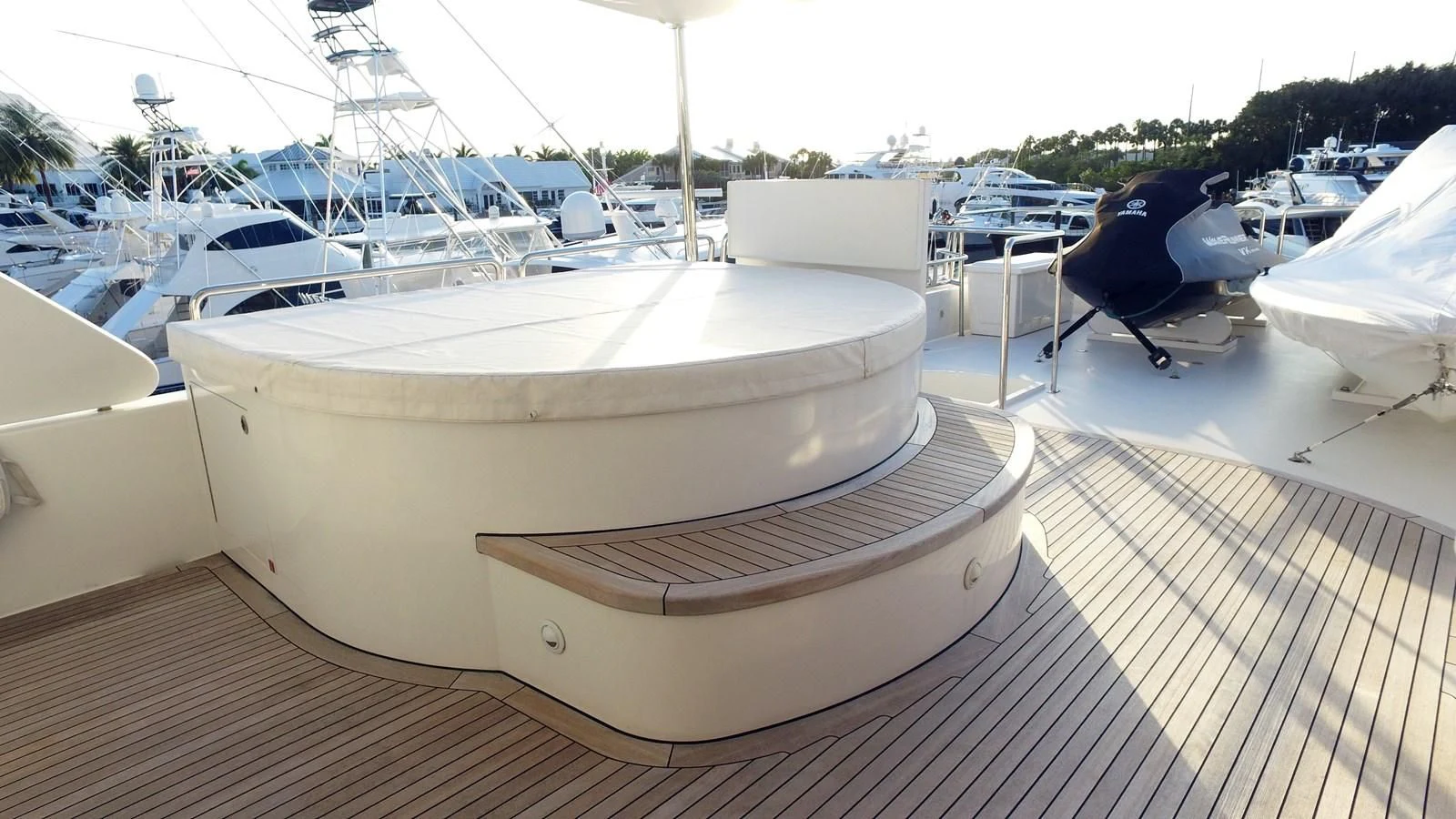 a boat on a deck aboard ELYSIAN Yacht for Sale