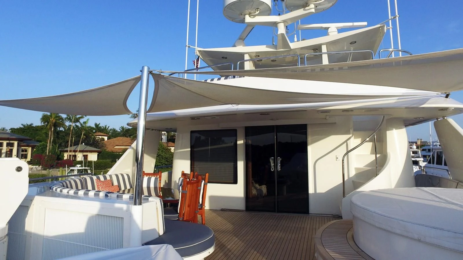 a boat on a deck aboard ELYSIAN Yacht for Sale