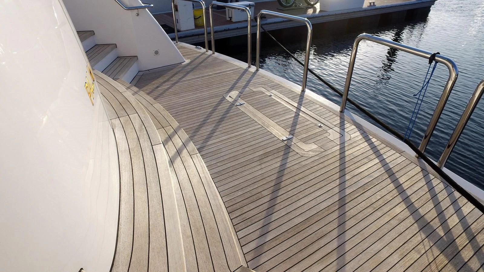 a wooden dock on a boat aboard ELYSIAN Yacht for Sale