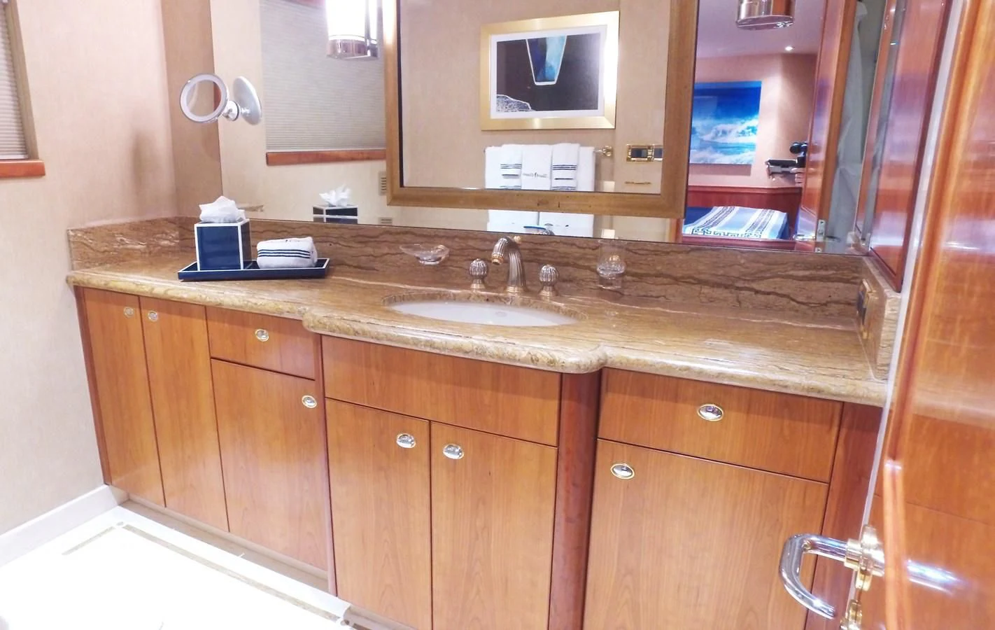 a kitchen with a countertop sink aboard ELYSIAN Yacht for Sale