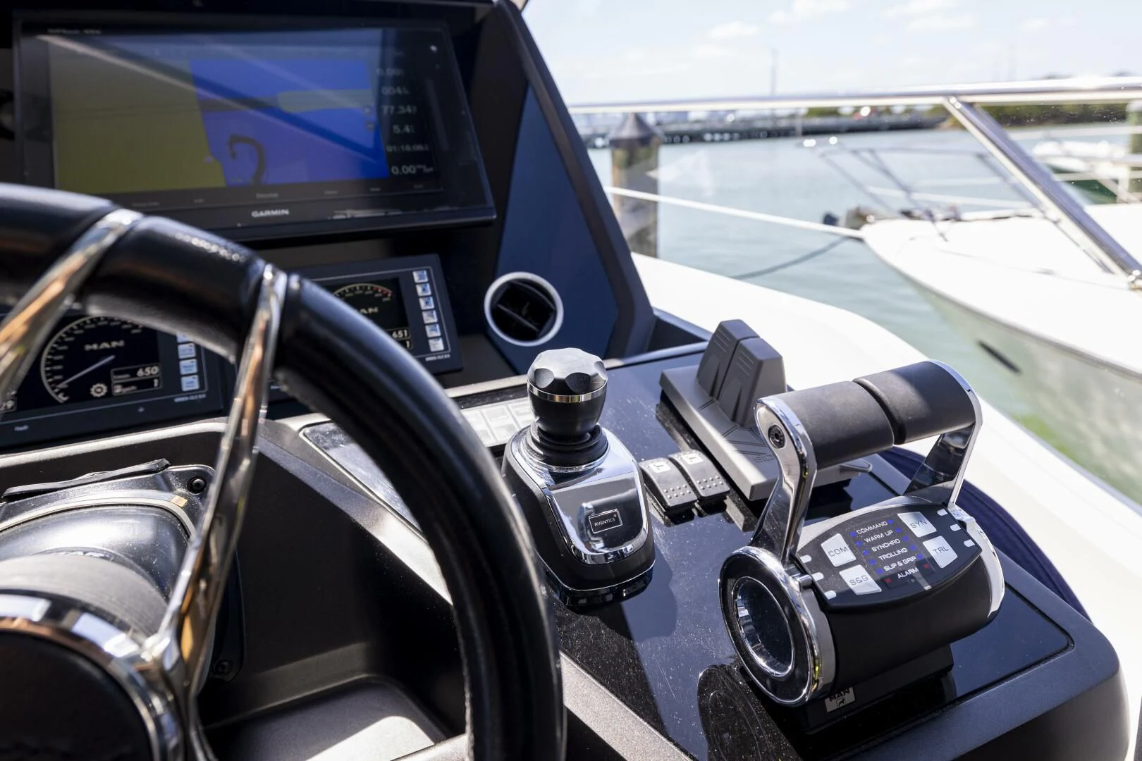 inside of a car aboard H Yacht for Sale
