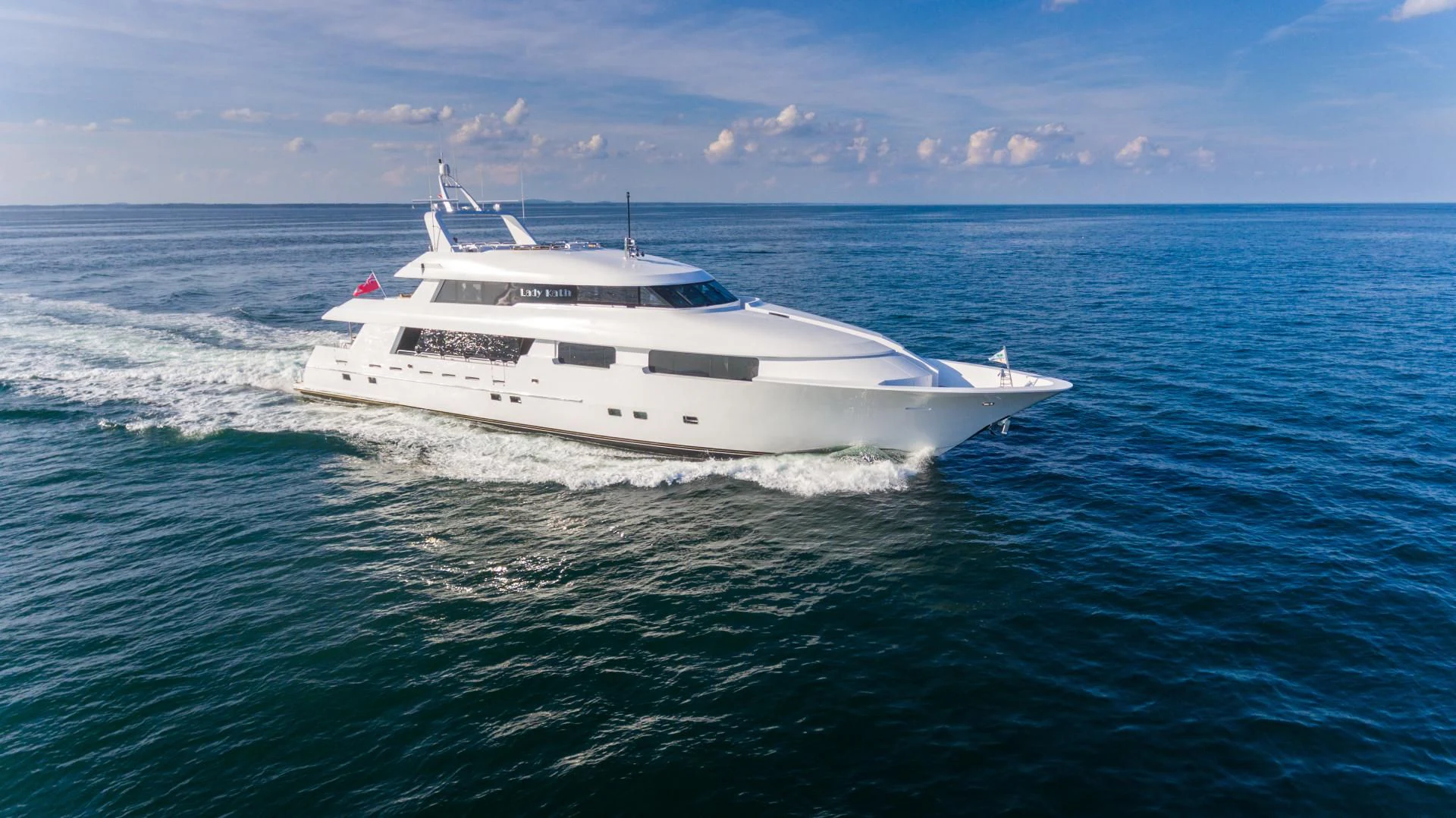 a white boat in the water aboard SHOGUN Yacht for Sale