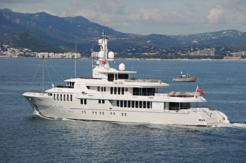 a large white boat in the water aboard BELLA 2 Yacht for Sale