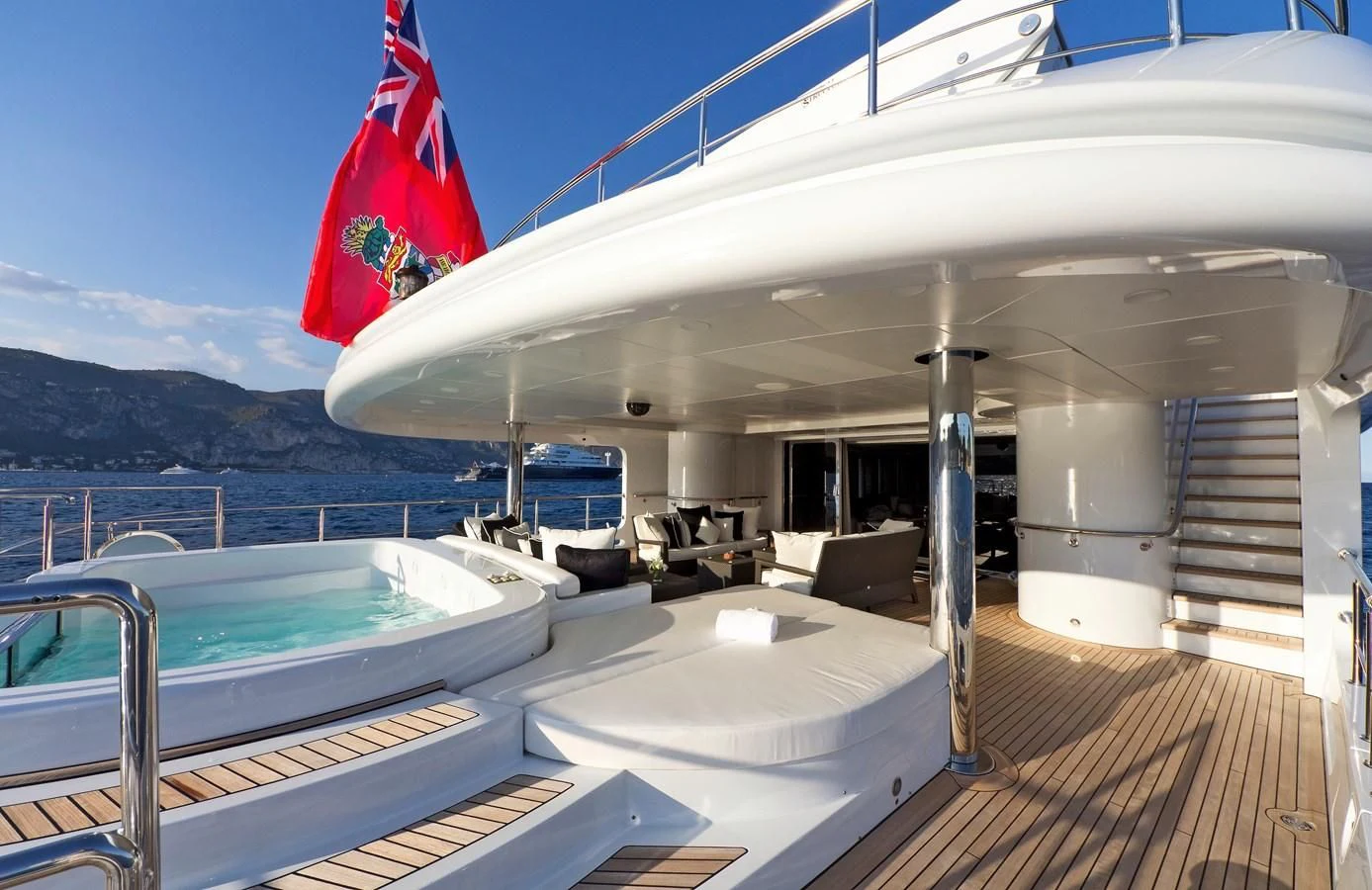 a boat on a deck aboard BELLA 2 Yacht for Sale