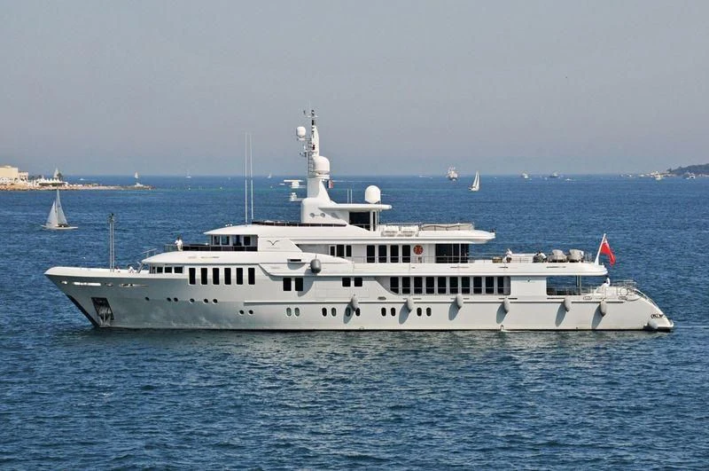 a large white boat in the water aboard BELLA 2 Yacht for Sale