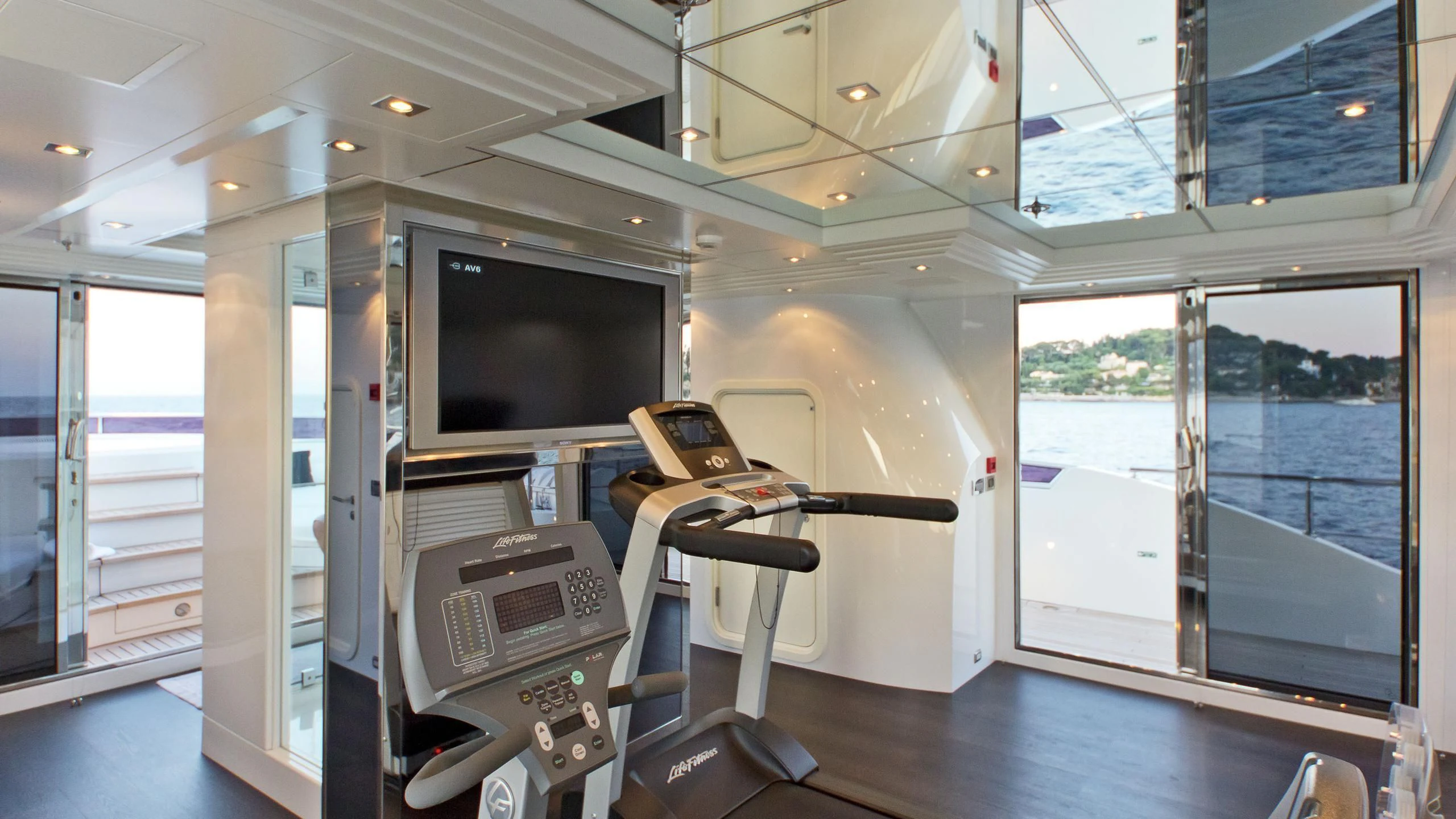 a room with a tv and a printer aboard BELLA 2 Yacht for Sale