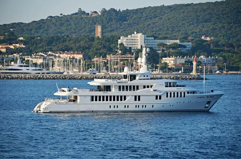a large white boat in the water aboard BELLA 2 Yacht for Sale