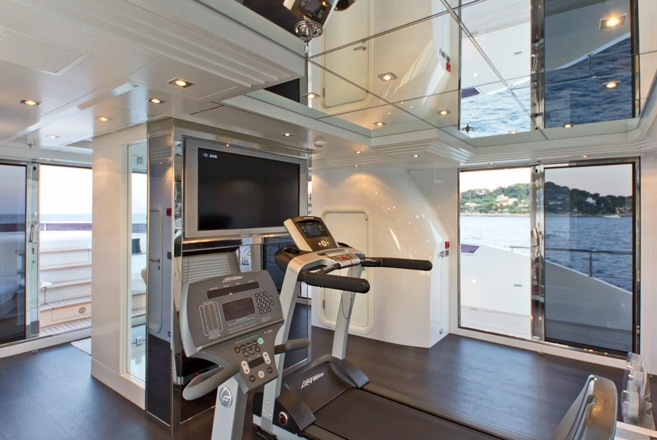 a room with a television and a printer aboard BELLA 2 Yacht for Sale