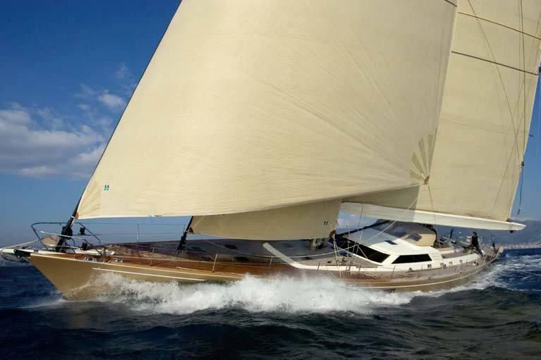 a sailboat on the water aboard DHARMA Yacht for Sale