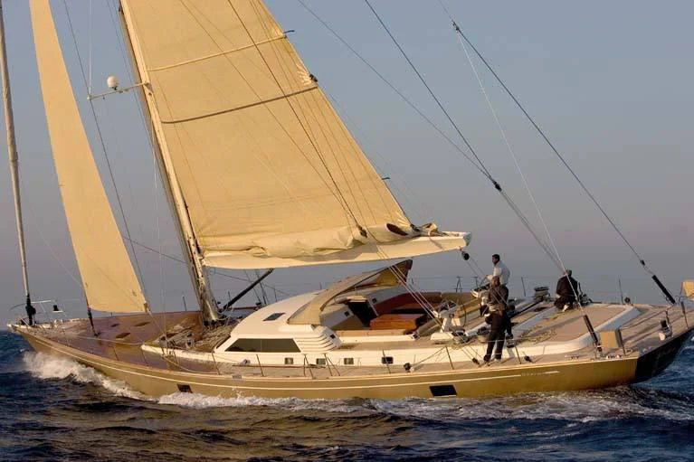 a sailboat on the water aboard DHARMA Yacht for Sale