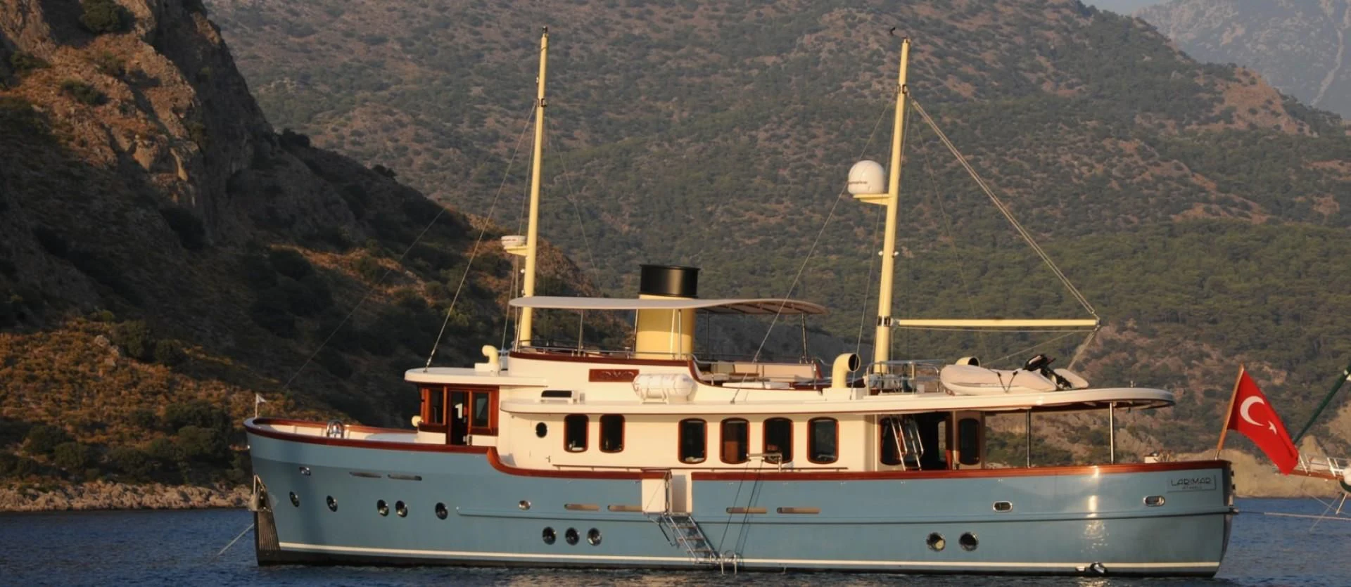 a boat on the water aboard LARIMAR Yacht for Sale