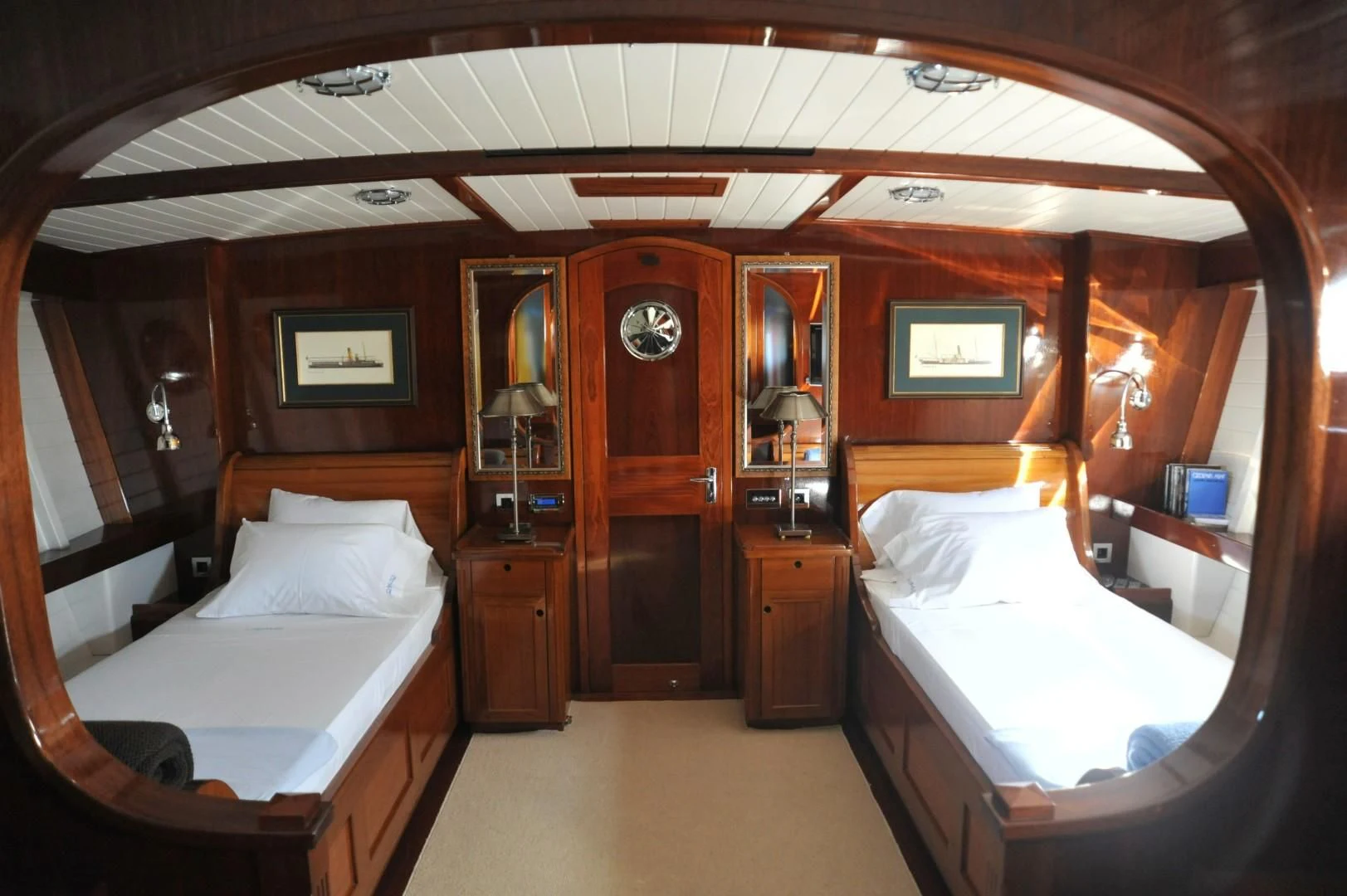 a room with two beds aboard LARIMAR Yacht for Sale