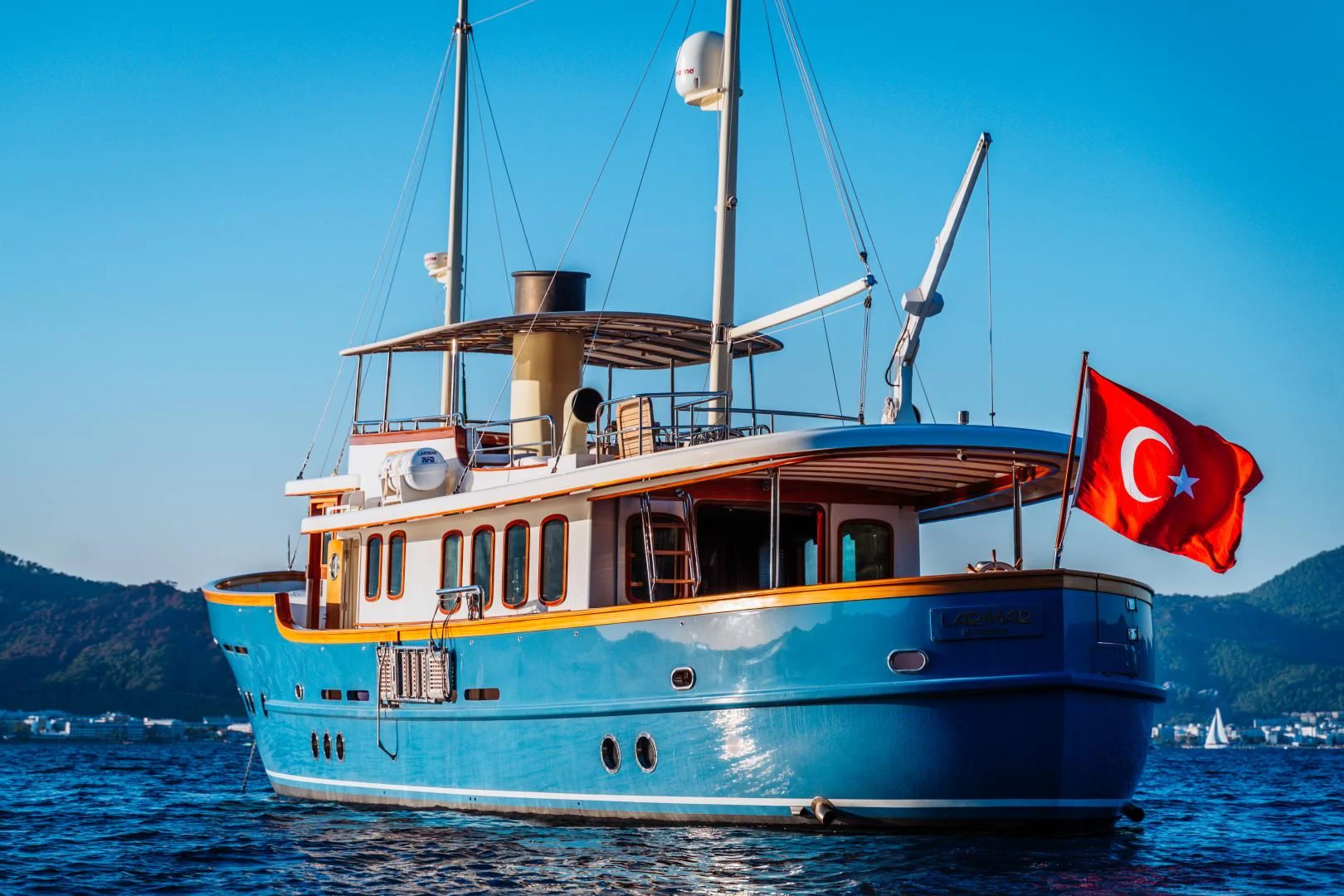 a boat on the water aboard LARIMAR Yacht for Sale