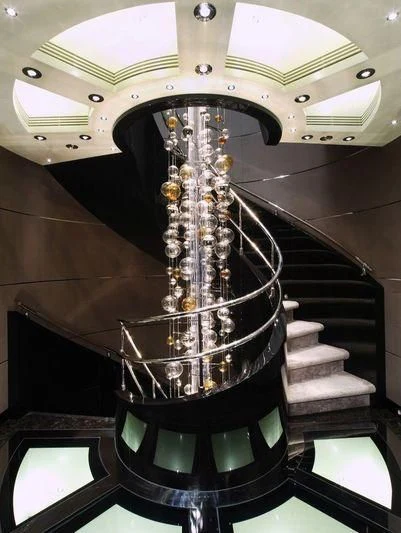 a chandelier in a room aboard TALISMAN C Yacht for Charter