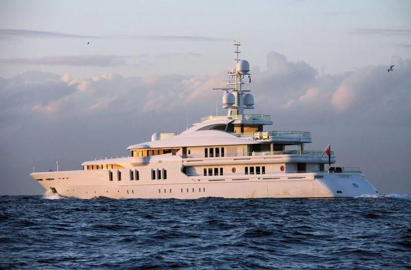a large white ship in the water aboard TALISMAN C Yacht for Charter