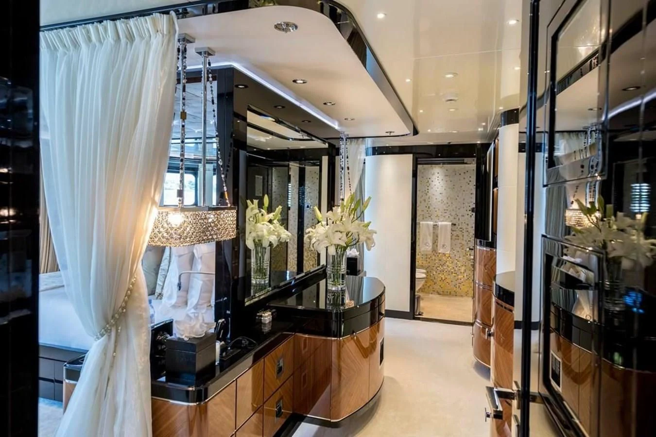 a room with a glass wall aboard TALISMAN C Yacht for Charter