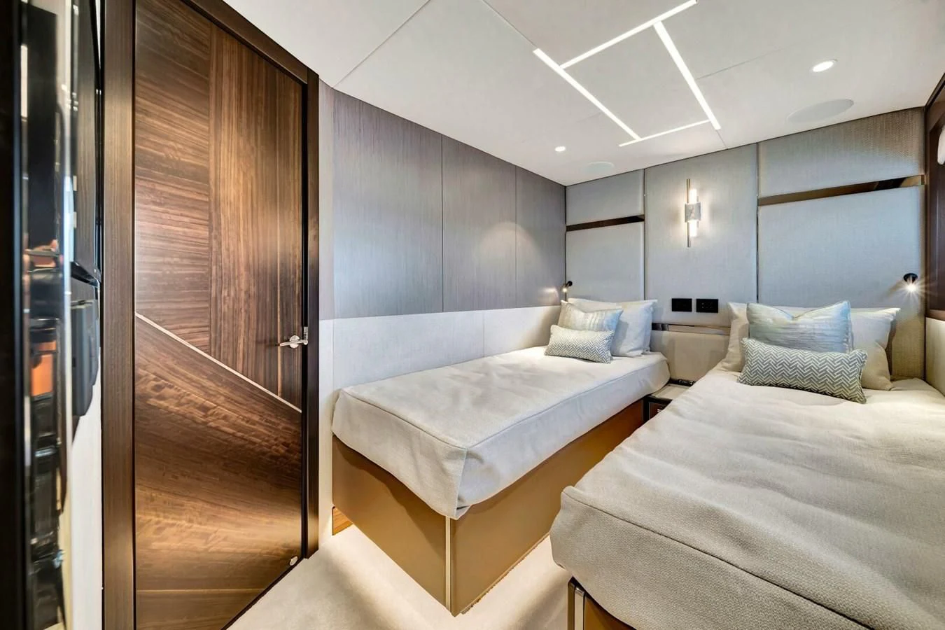 a room with a bed and a closet aboard 76 YACHT Yacht for Sale