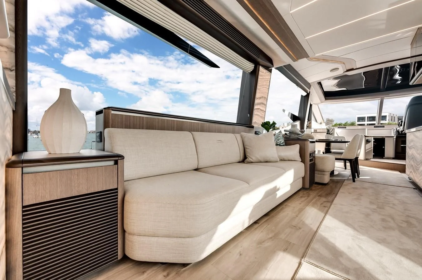 a living room with a large window aboard 76 YACHT Yacht for Sale