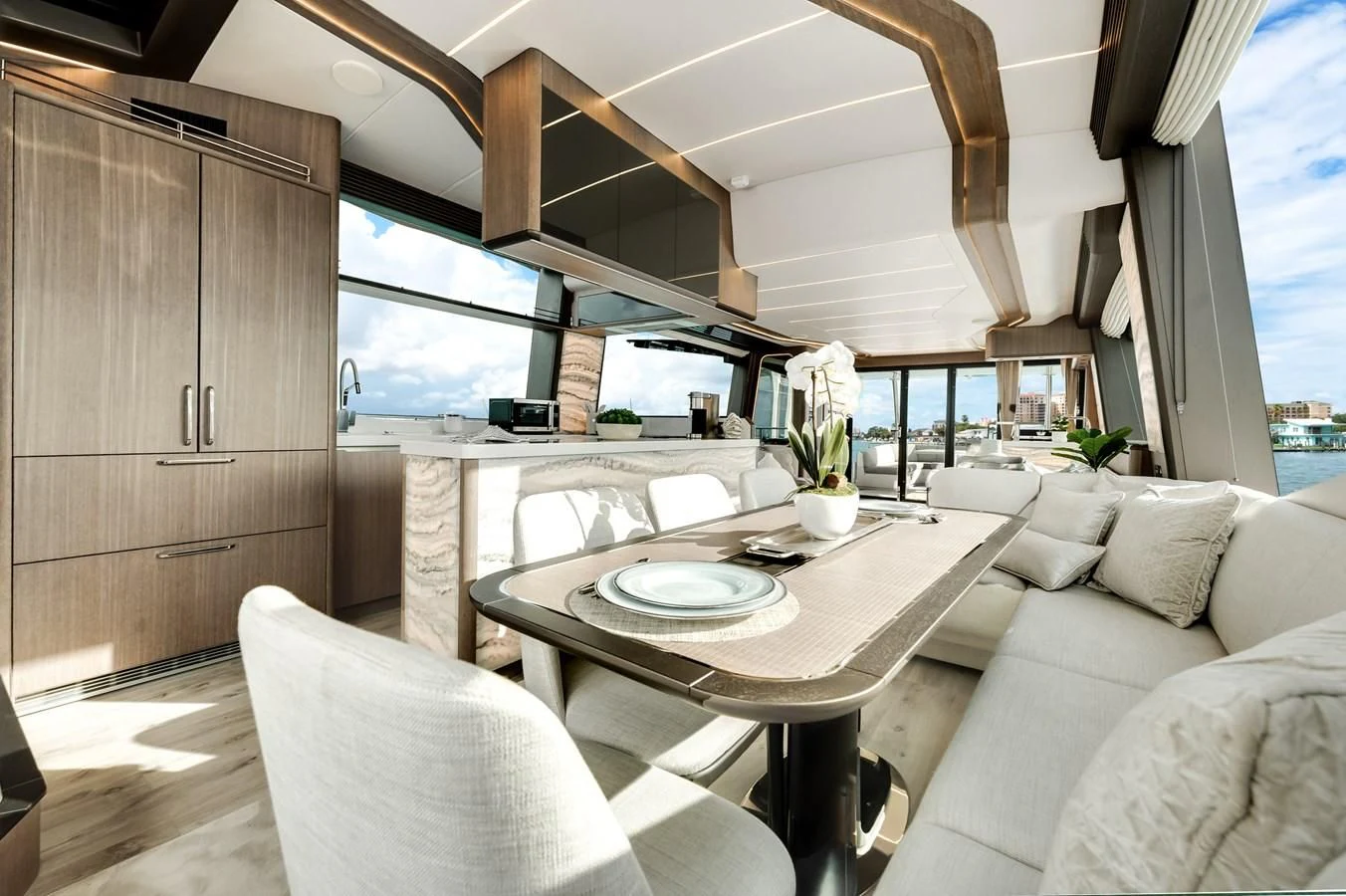 a kitchen and living room aboard 76 YACHT Yacht for Sale