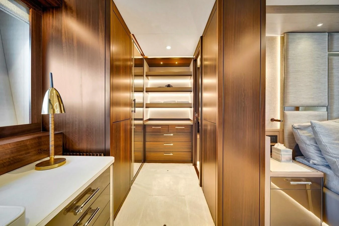 a room with a bed and a closet aboard 76 YACHT Yacht for Sale