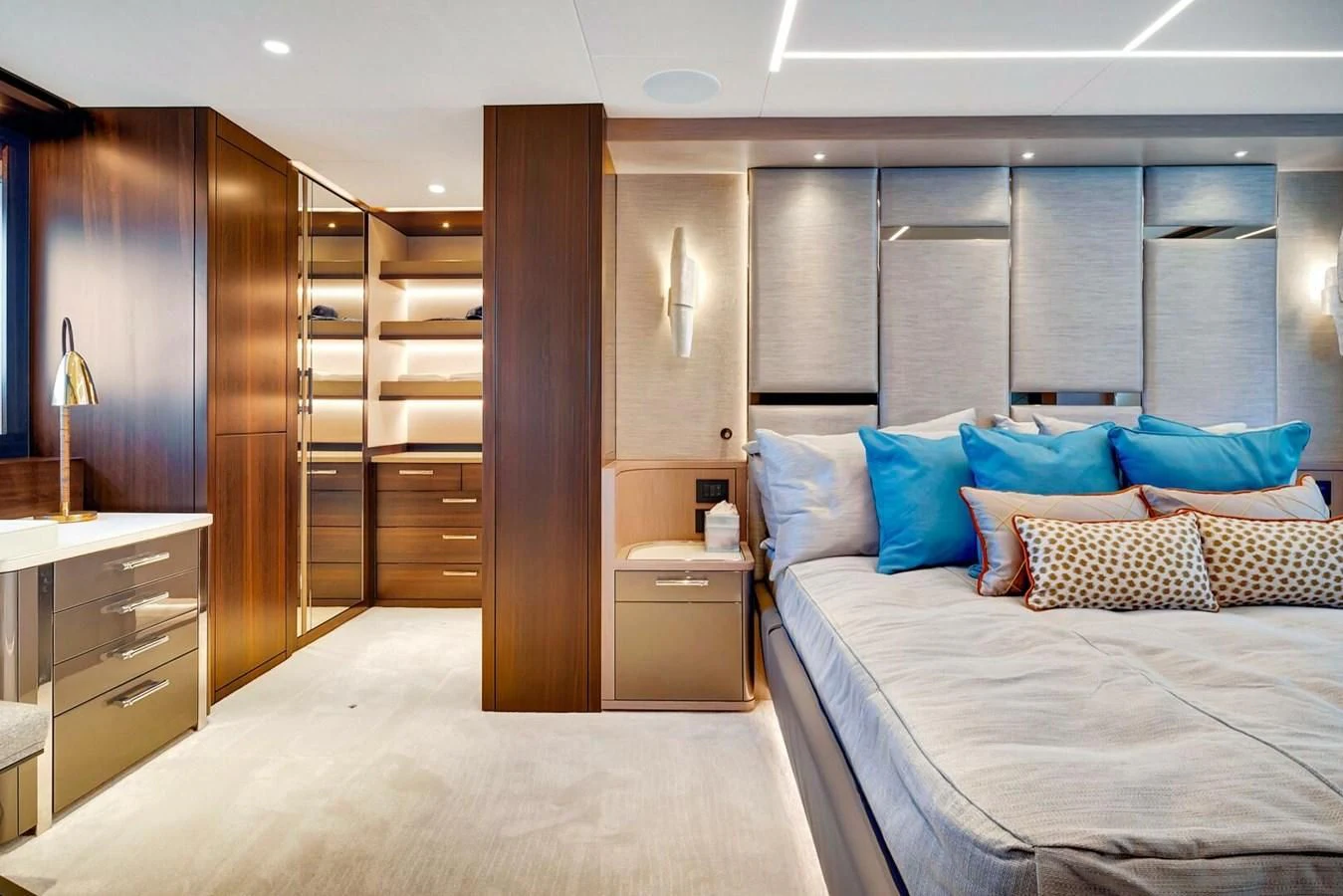 a large bed in a room aboard 76 YACHT Yacht for Sale