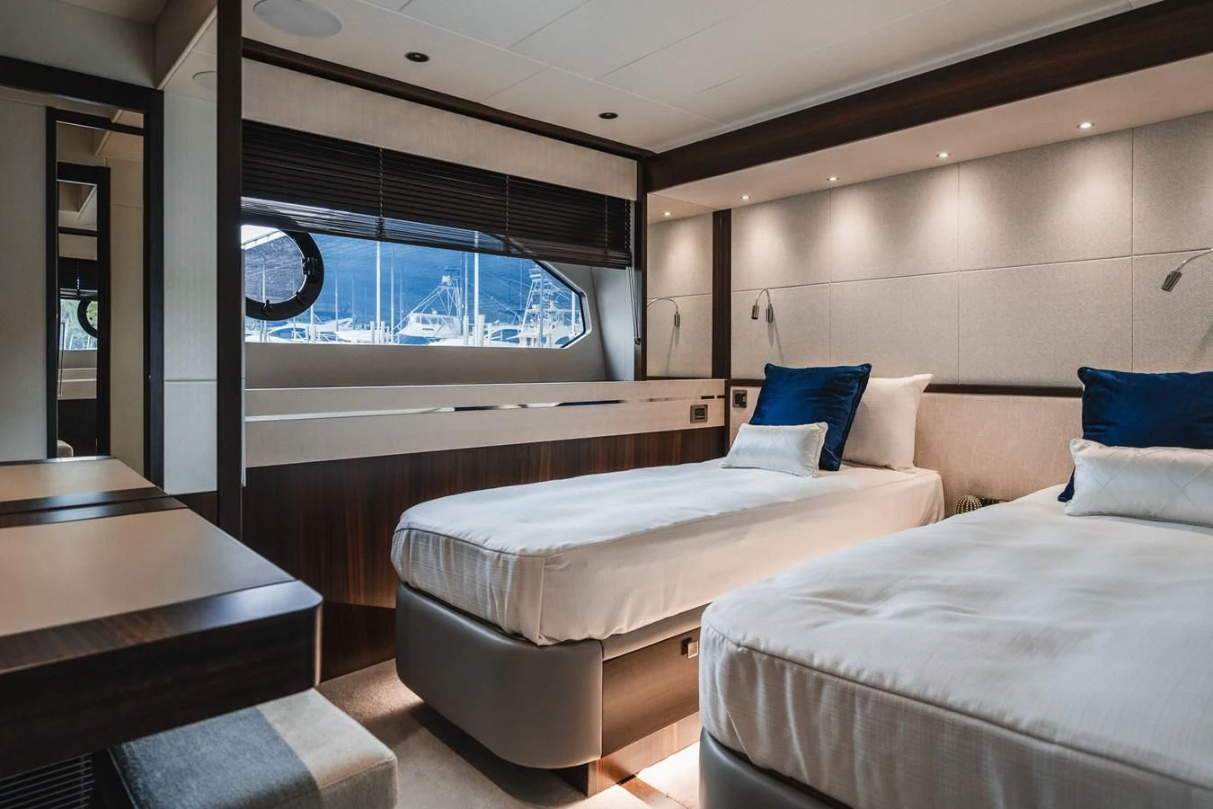 a room with two beds aboard 76 YACHT Yacht for Sale