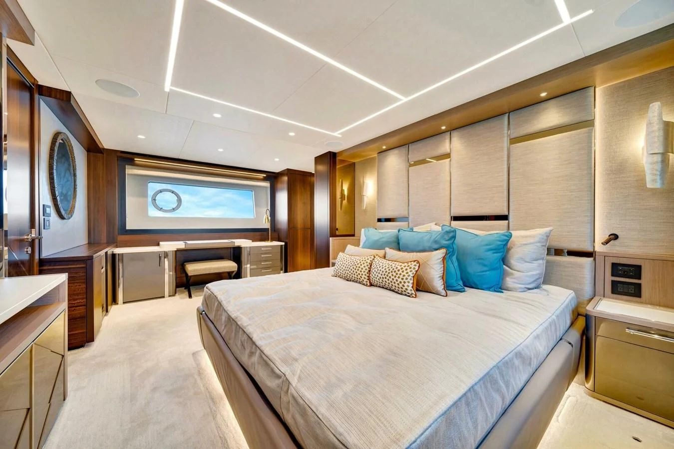 a large bedroom with a large bed aboard 76 YACHT Yacht for Sale