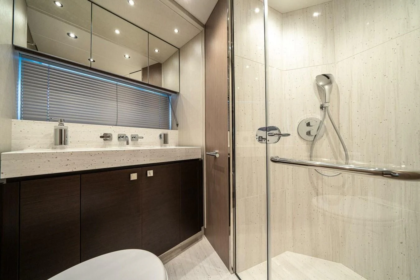 a bathroom with a shower unit aboard 76 YACHT Yacht for Sale
