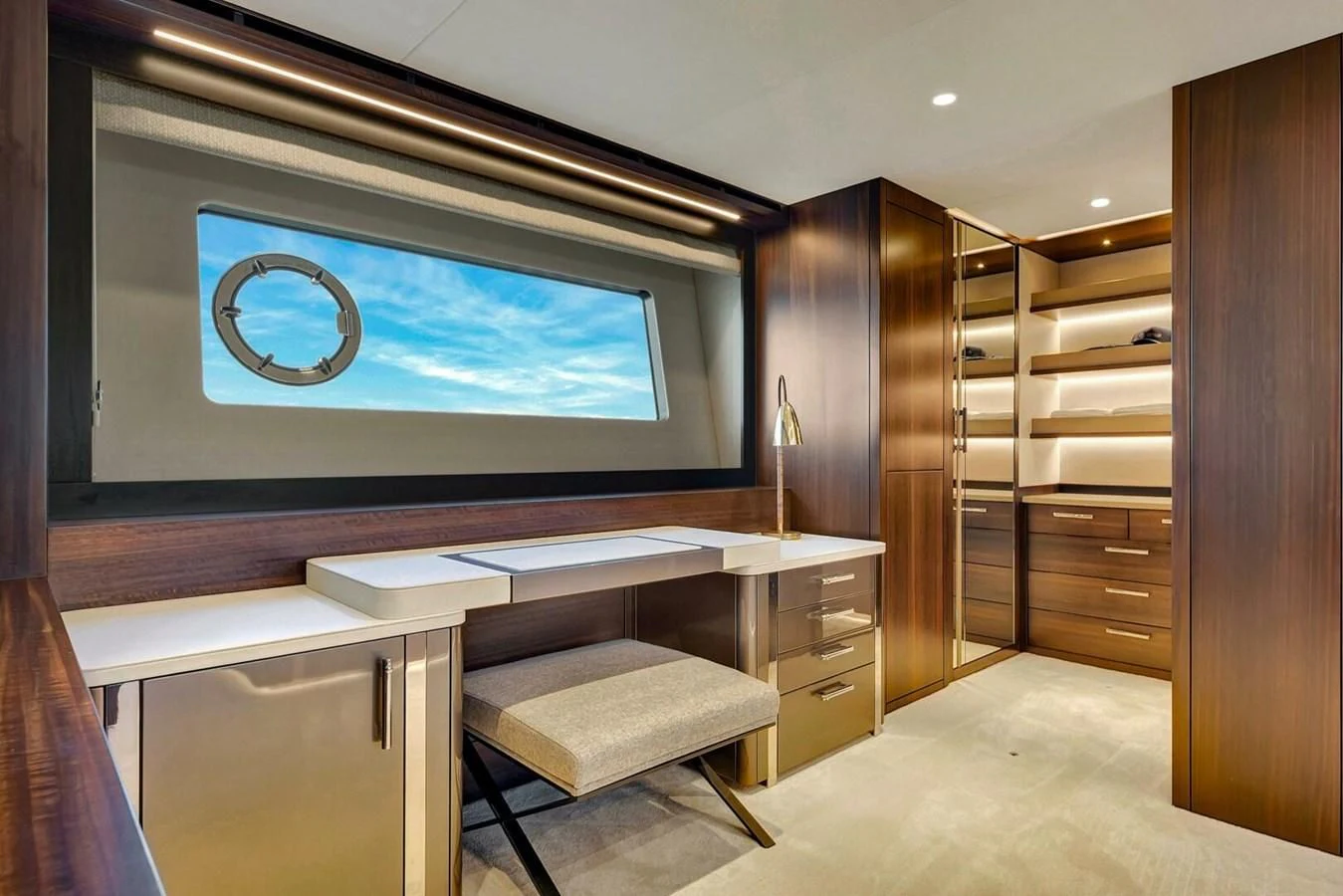a room with a tv and a desk aboard 76 YACHT Yacht for Sale