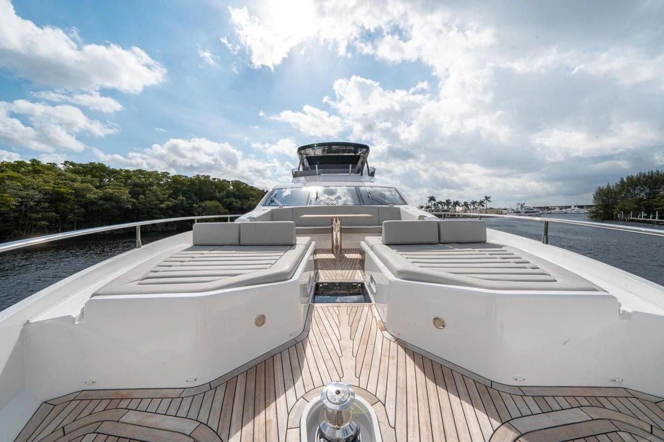 a large white boat on a deck aboard 76 YACHT Yacht for Sale