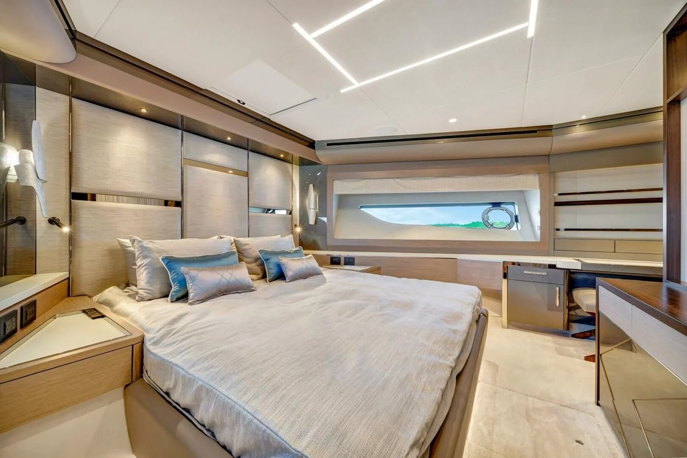 a room with a bed and a desk aboard 76 YACHT Yacht for Sale