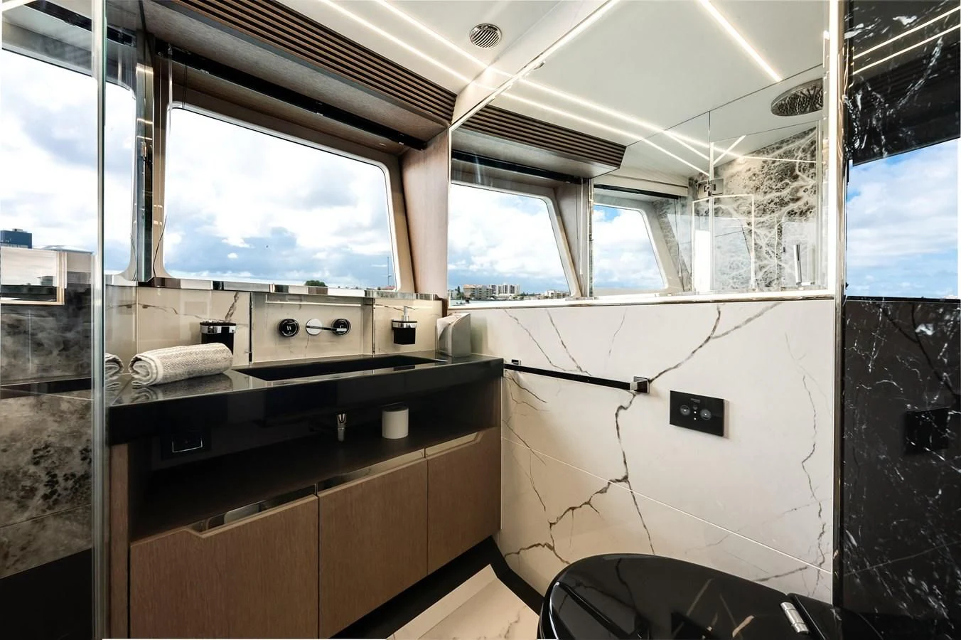a room with a sink and a window aboard 76 YACHT Yacht for Sale