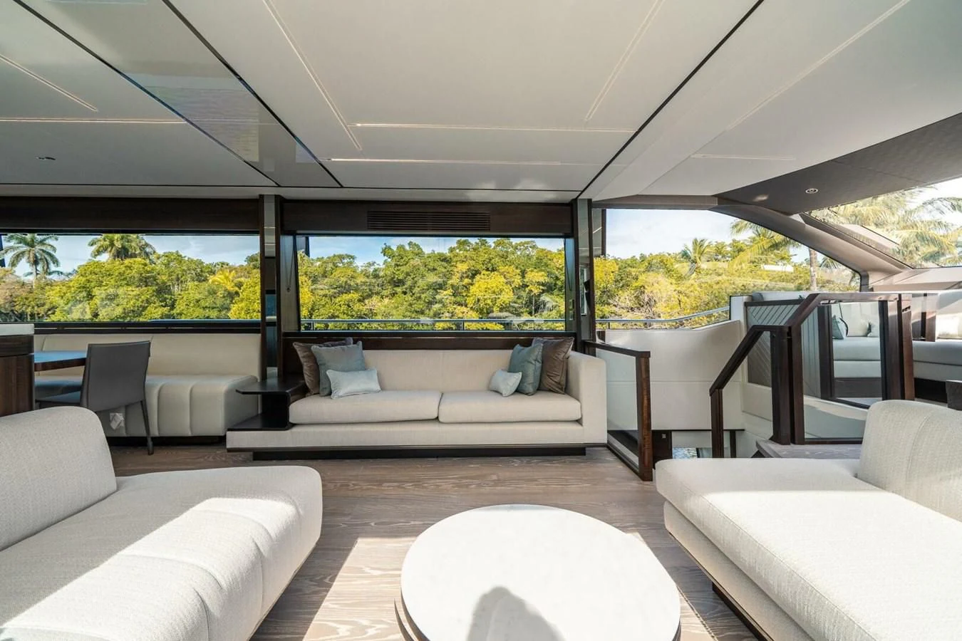 a living room with a large window aboard 76 YACHT Yacht for Sale