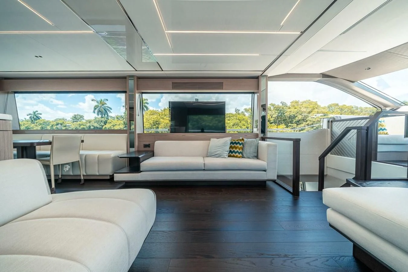 a living room with a large window aboard 76 YACHT Yacht for Sale