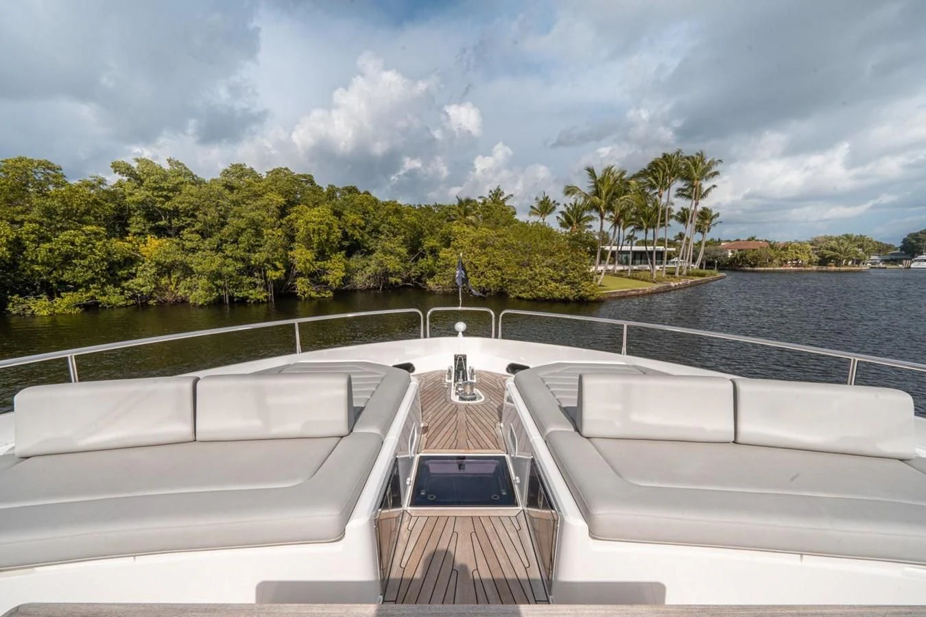 a deck with a pool and trees aboard 76 YACHT Yacht for Sale
