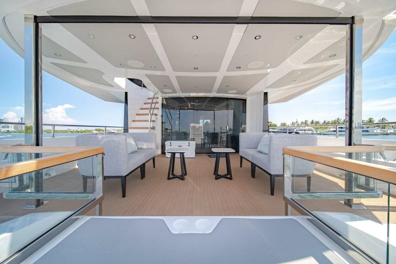 a room with a large window and a view of the ocean aboard 76 YACHT Yacht for Sale