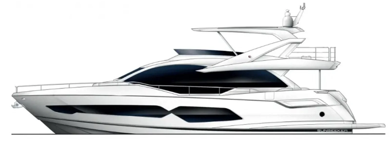 a white and black boat aboard 76 YACHT Yacht for Sale