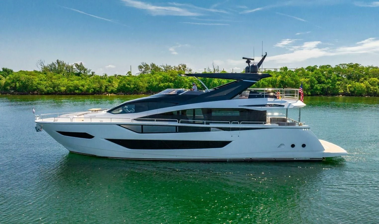 a white boat in the water aboard 76 YACHT Yacht for Sale